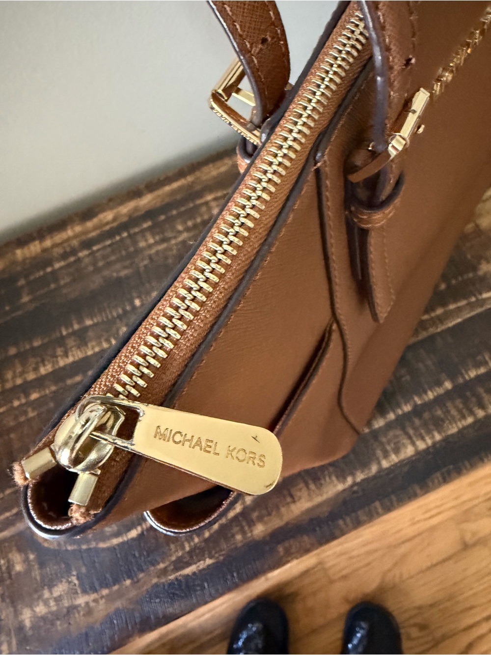 Michael Kors Cognac Tote with MK Charm - Picture 6 of 9